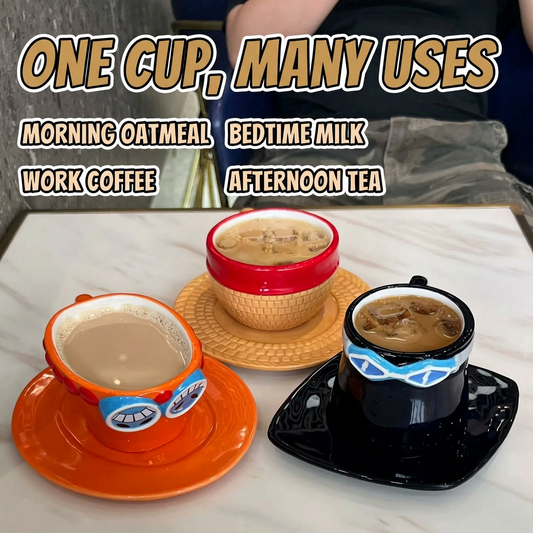 Anime Ceramic Mug & Saucer Set