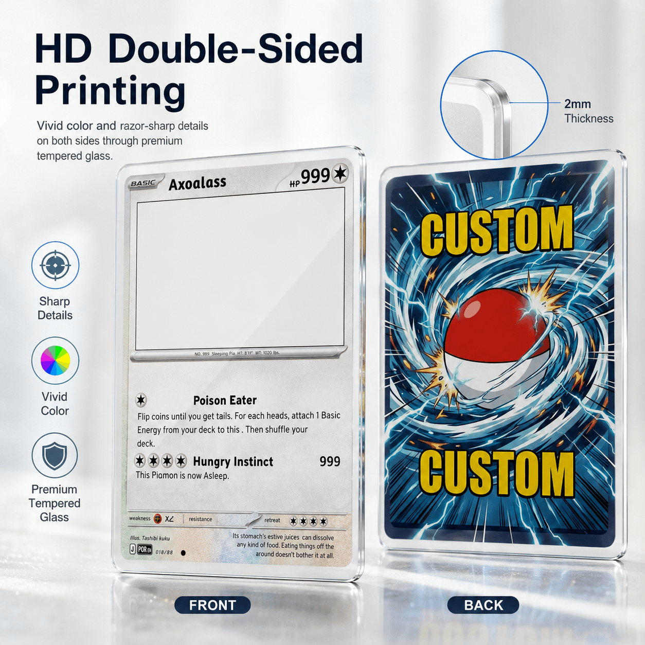 Custom Double-Sided Tempered Glass Trading Game Card