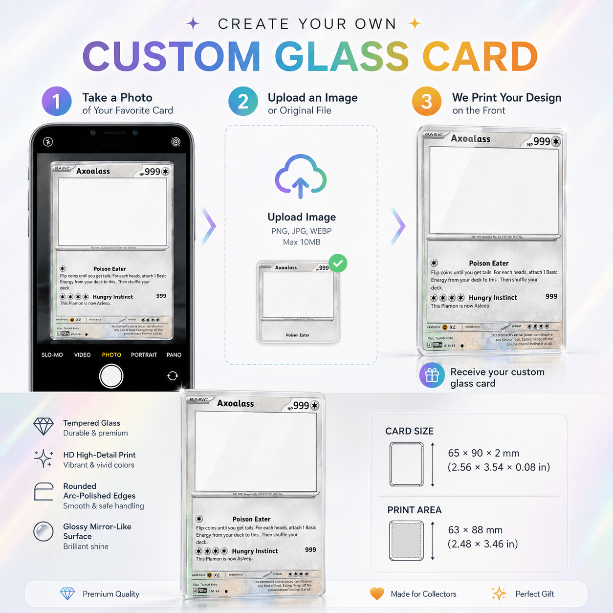 Custom Tempered Glass Trading Game Card