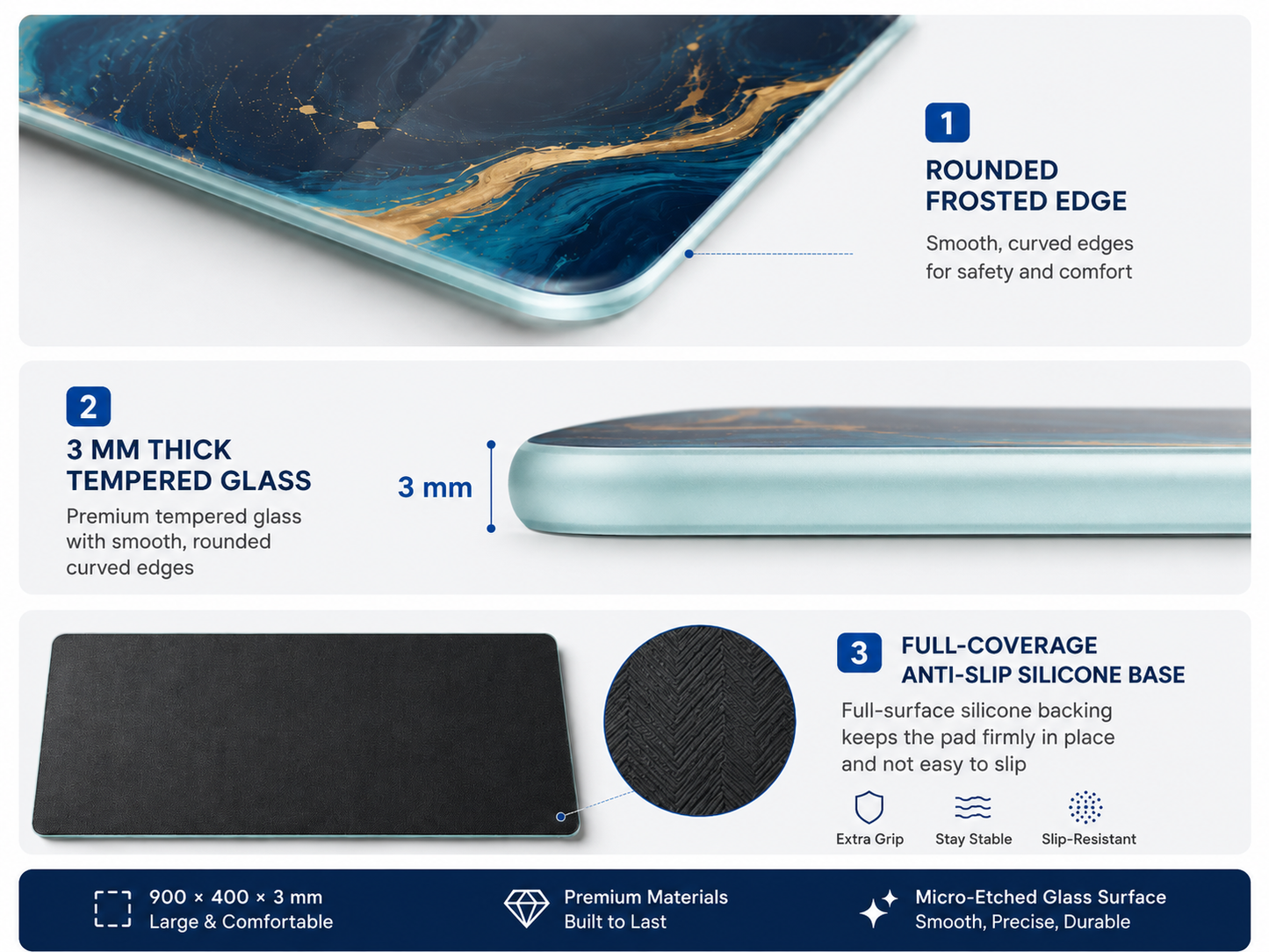 Custom Image Large Glass Mouse Pad