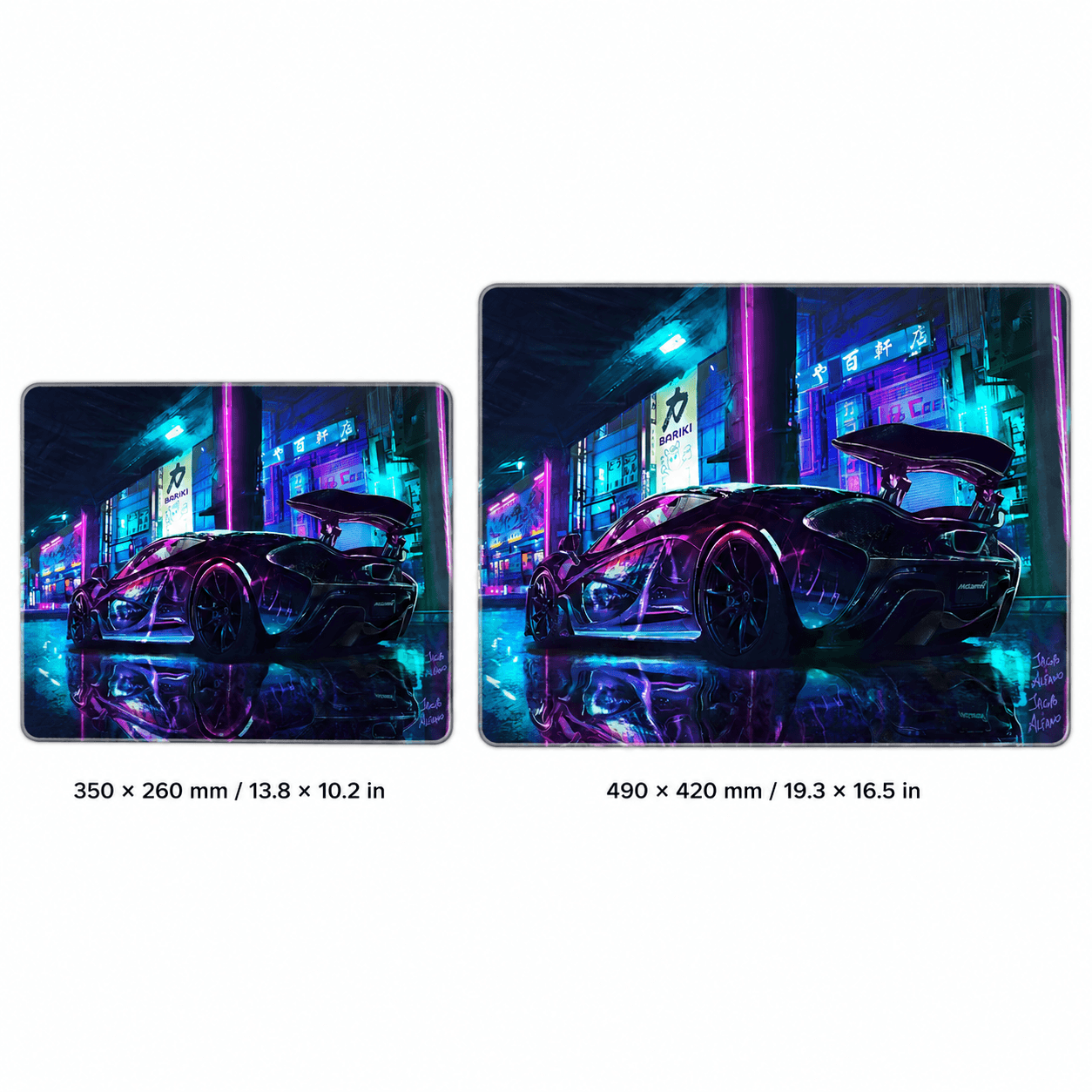 Cyberpunk Neon Supercar Tempered Glass Mousepad