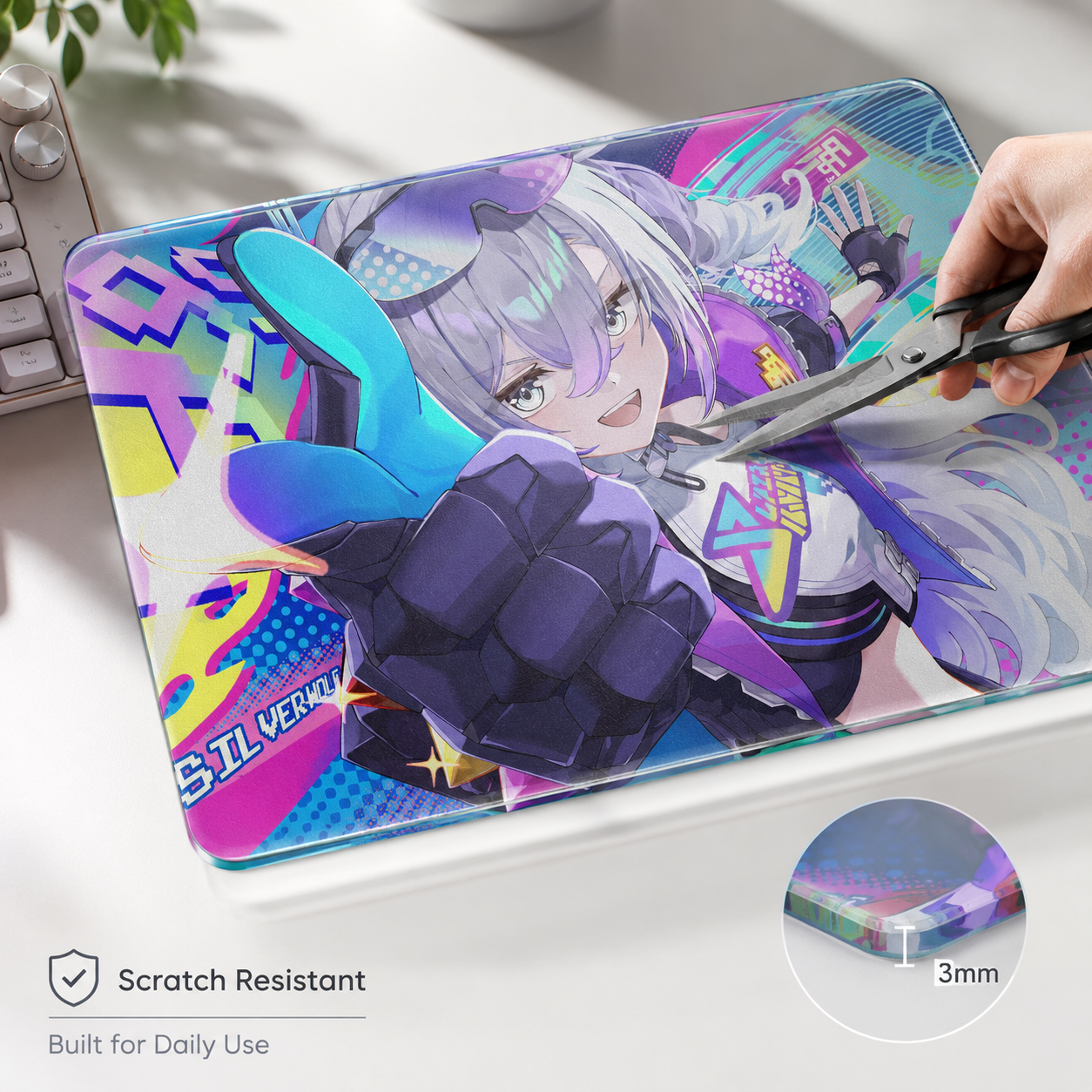 Silver Wolf Tempered Glass Mousepad