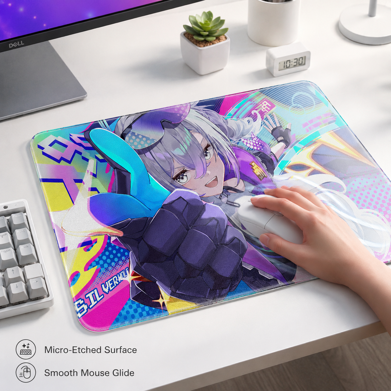 Silver Wolf Tempered Glass Mousepad