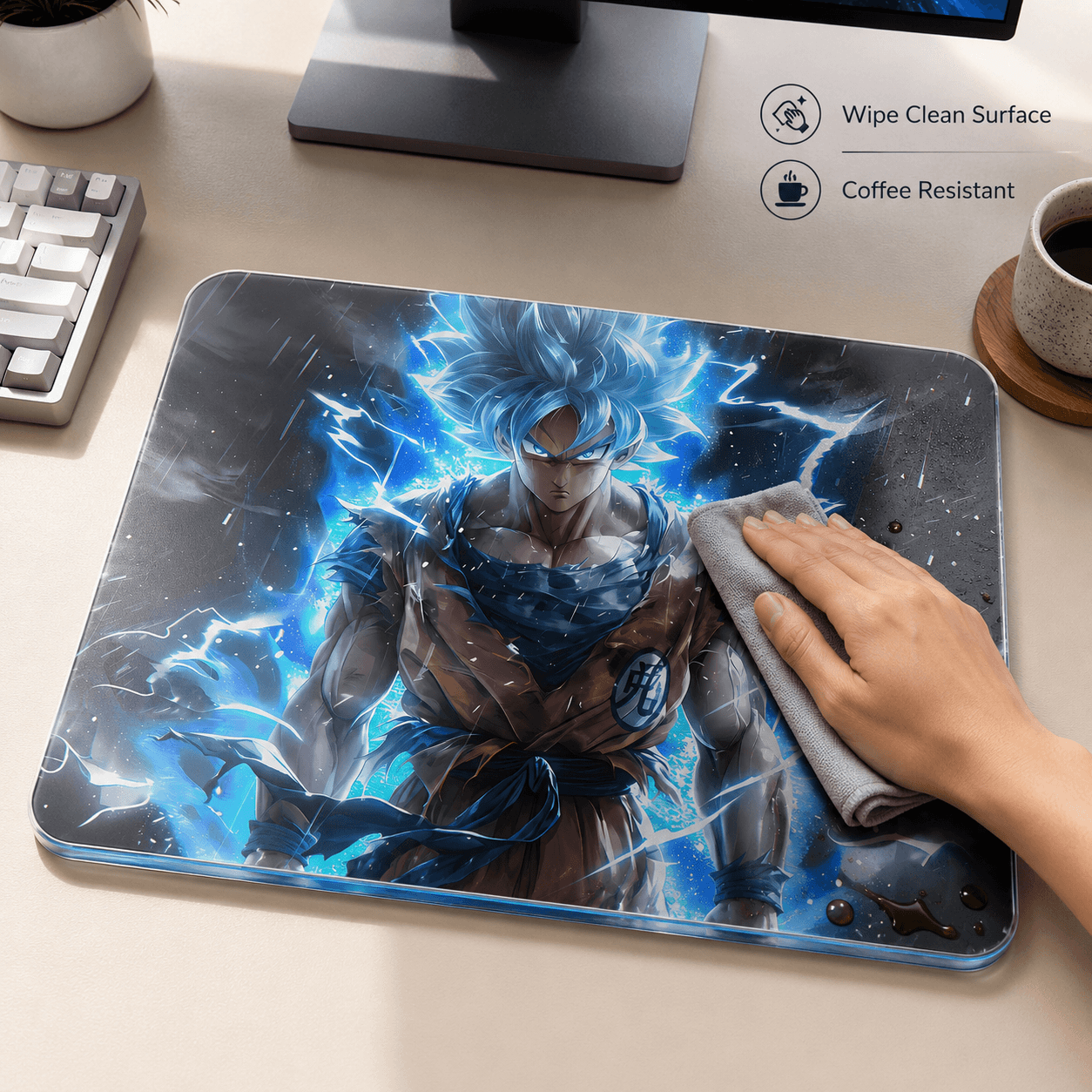 Super Saiyan Tempered Glass Mousepad