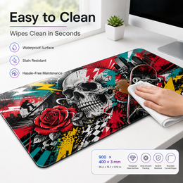 Graffiti Skull Large Tempered Glass Mouse Pad