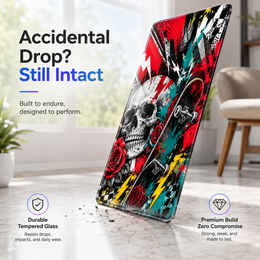 Graffiti Skull Large Tempered Glass Mouse Pad