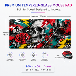 Graffiti Skull Large Tempered Glass Mouse Pad