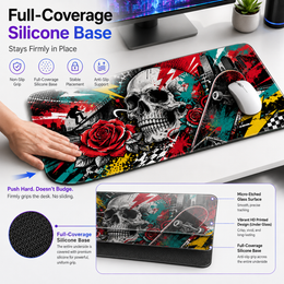 Graffiti Skull Large Tempered Glass Mouse Pad