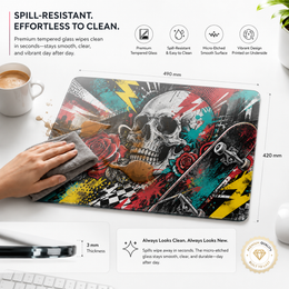Art Skull Tempered Glass Mousepad
