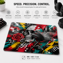 Art Skull Tempered Glass Mousepad