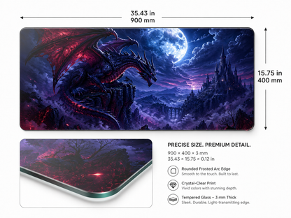 Epic Dragon Large Tempered Glass Mouse Pad
