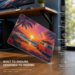 Beach Sunset Tempered Glass Mousepad