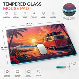 Beach Sunset Tempered Glass Mousepad