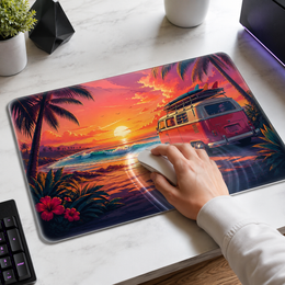 Beach Sunset Tempered Glass Mousepad