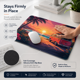 Beach Sunset Tempered Glass Mousepad