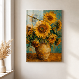 Sunflower Oil Tempered Glass Wall Art