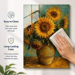 Sunflower Oil Tempered Glass Wall Art