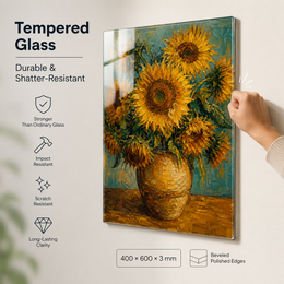 Sunflower Oil Tempered Glass Wall Art
