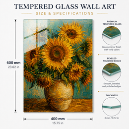 Sunflower Oil Tempered Glass Wall Art