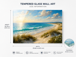 Coastal Ocean Beach Tempered Glass Wall Art