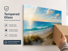 Coastal Ocean Beach Tempered Glass Wall Art