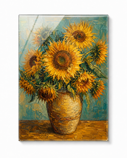 Sunflower Oil Tempered Glass Wall Art