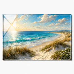 Coastal Ocean Beach Tempered Glass Wall Art