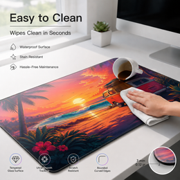 Beach Sunset Large Tempered Glass Mouse Pad