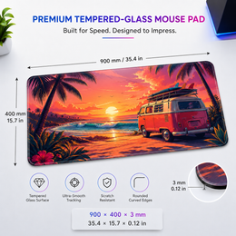 Beach Sunset Large Tempered Glass Mouse Pad