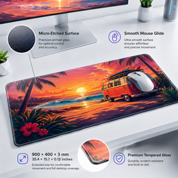 Beach Sunset Large Tempered Glass Mouse Pad