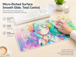 Cyberpunk Anime Idol Large Tempered Glass Mouse Pad