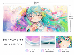 Cyberpunk Anime Idol Large Tempered Glass Mouse Pad
