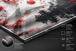 Mount Fuji Red Tempered Glass Wall Art