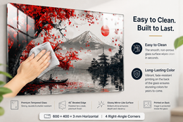 Mount Fuji Red Tempered Glass Wall Art