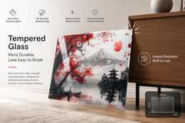 Mount Fuji Red Tempered Glass Wall Art