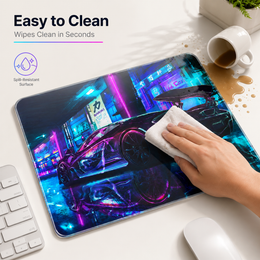 Cyberpunk Neon Supercar Tempered Glass Mousepad
