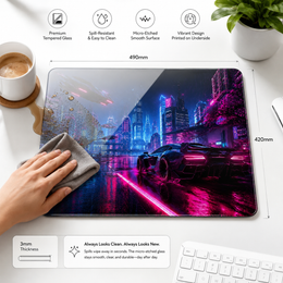 Neon City Tempered Glass Mousepad