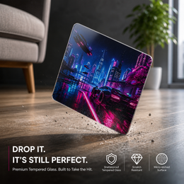 Neon City Tempered Glass Mousepad