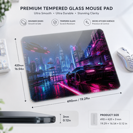 Neon City Tempered Glass Mousepad