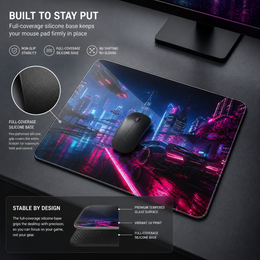 Neon City Tempered Glass Mousepad