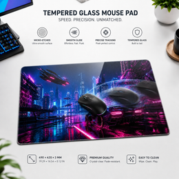 Neon City Tempered Glass Mousepad