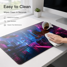 Cyberpunk Neon City Large Glass Gaming Mouse Pad