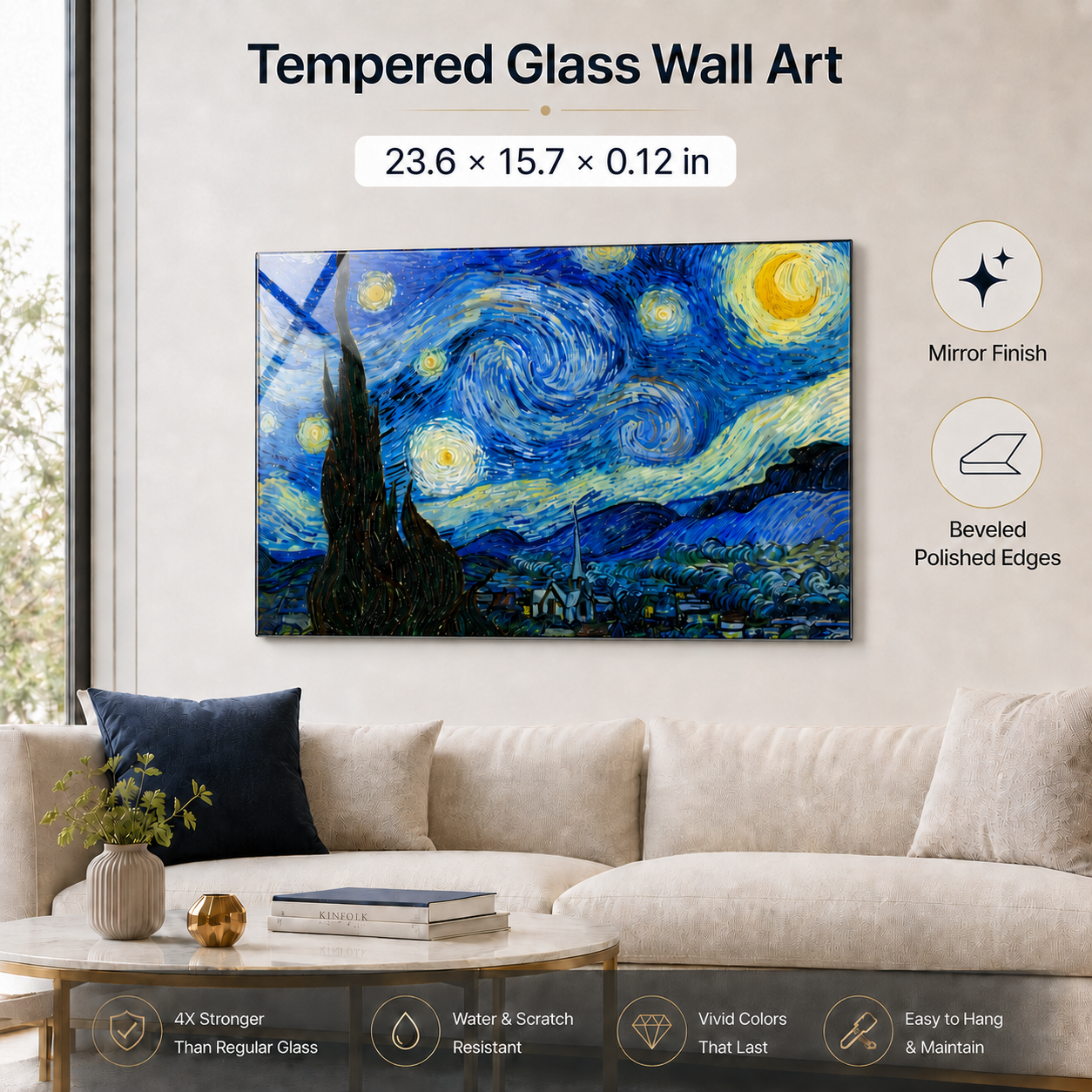 Starry Night Premium Tempered Glass Wall Art