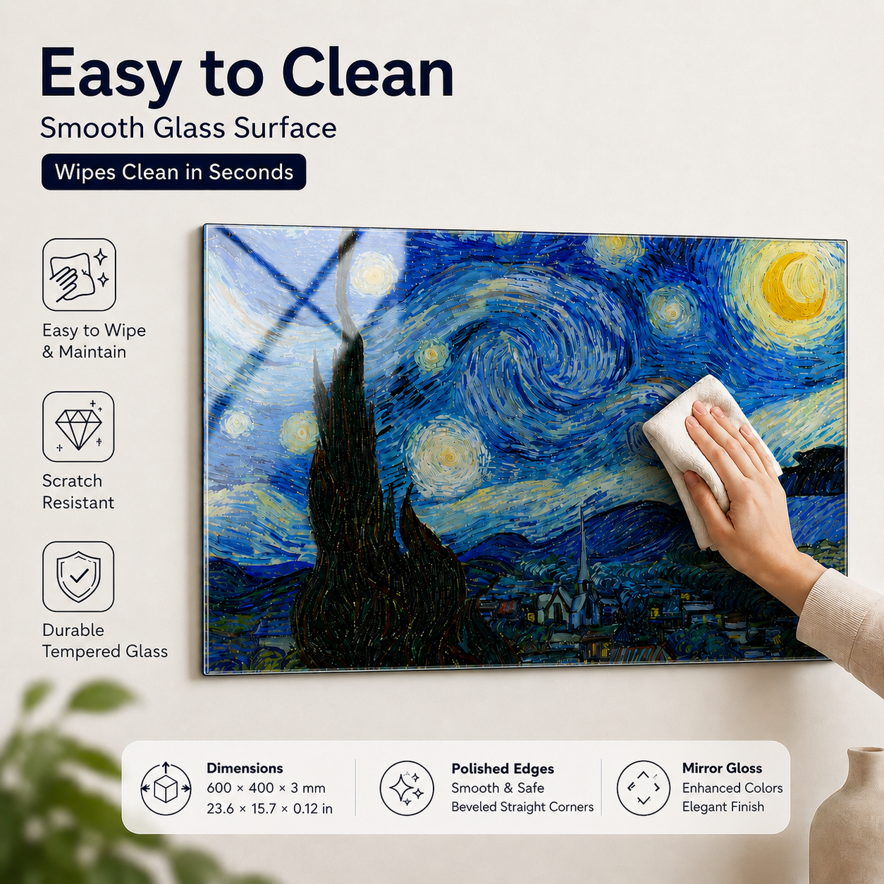 Starry Night Premium Tempered Glass Wall Art