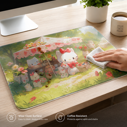 Hello Cat Tempered Glass Mousepad