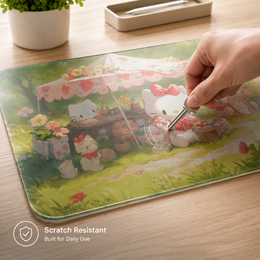 Hello Cat Tempered Glass Mousepad