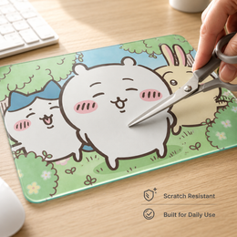 Kawaii Friends Tempered Glass Mousepad