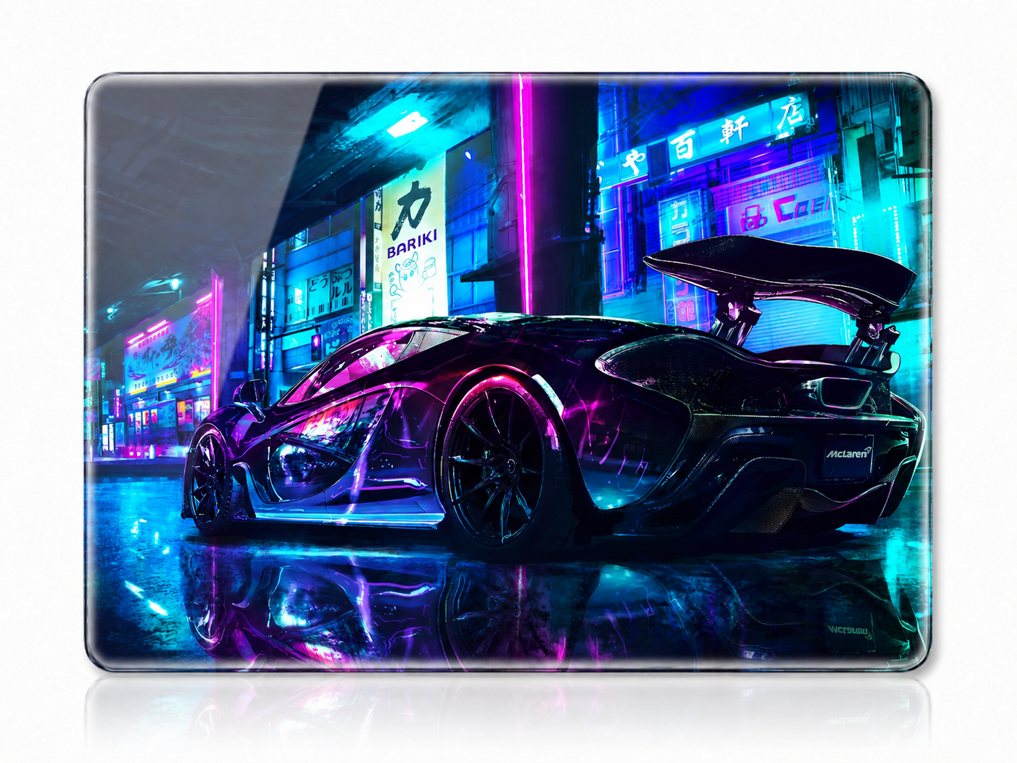 Cyberpunk Neon Supercar Tempered Glass Mousepad