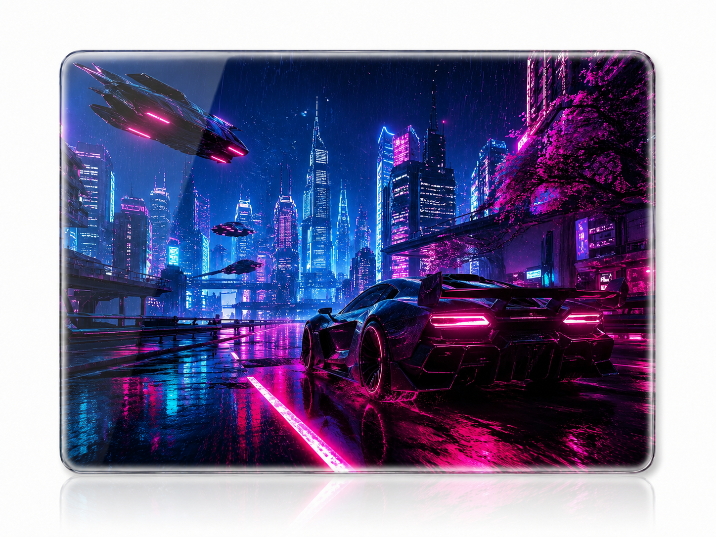 Neon City Tempered Glass Mousepad