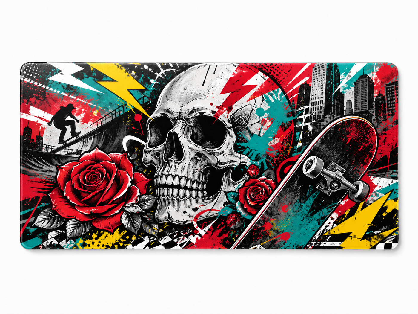 Graffiti Skull Large Tempered Glass Mouse Pad